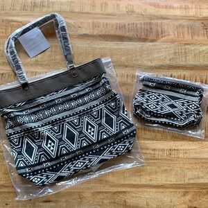 Thirty-One Brand New Woven Tote and Pouch.